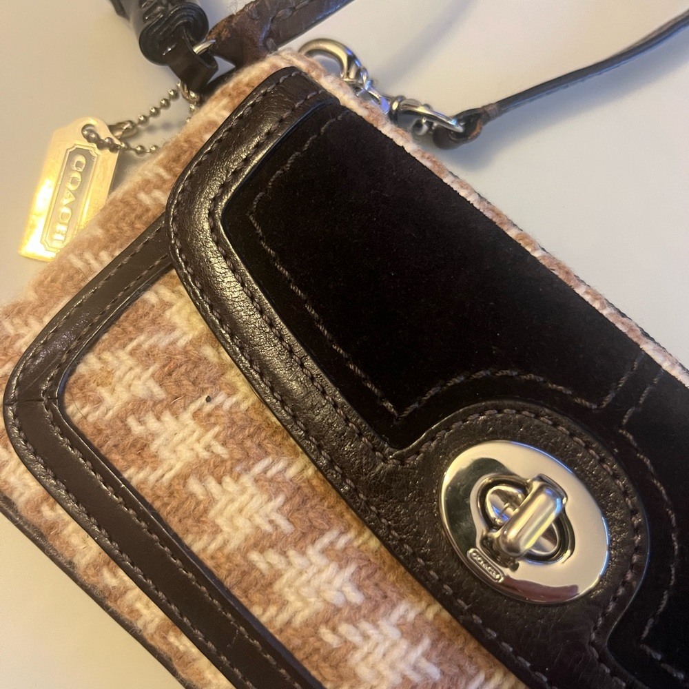 Coach Suede Leather Knit Wristlet